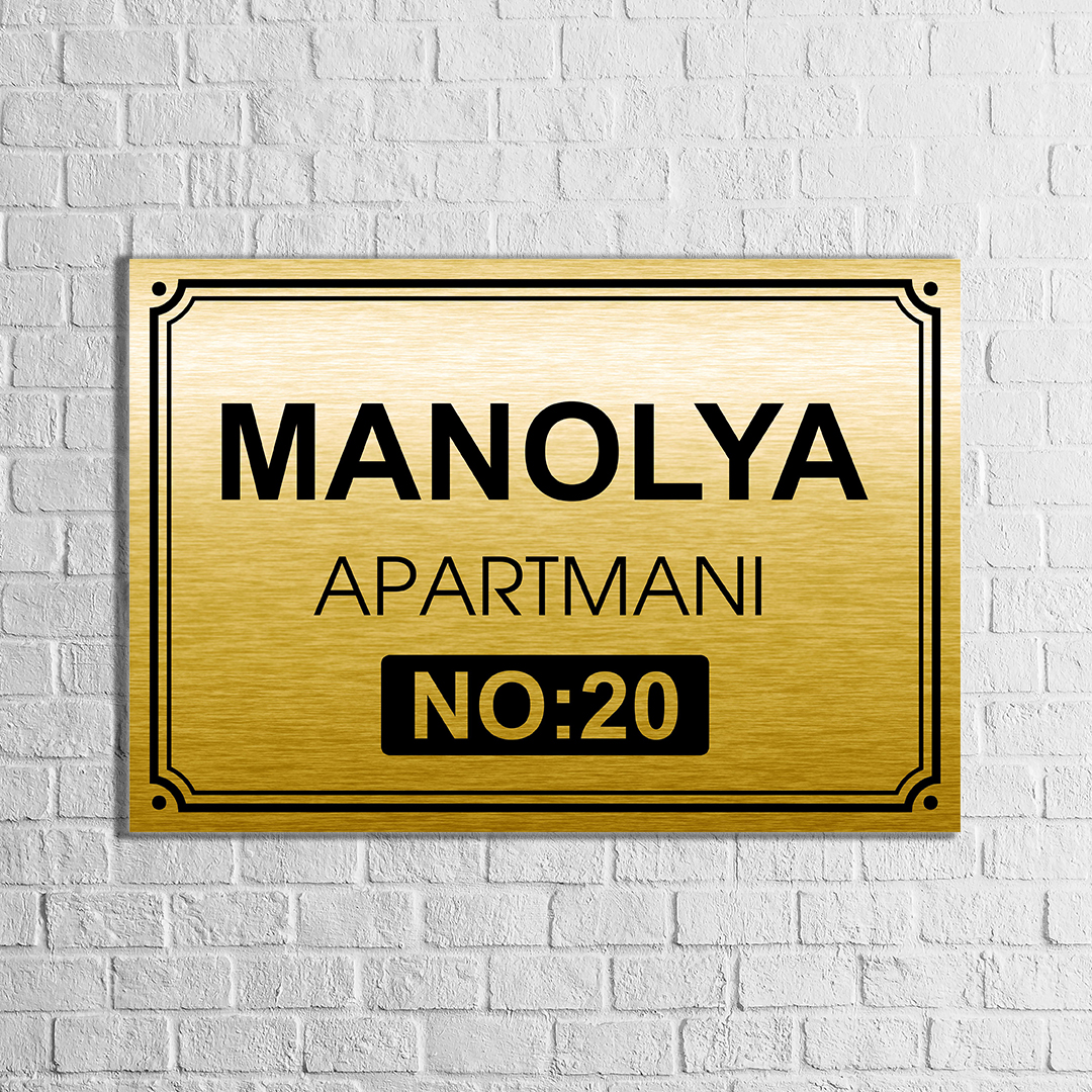 Apartman Metal Kapı İsimliği Tabela Gold