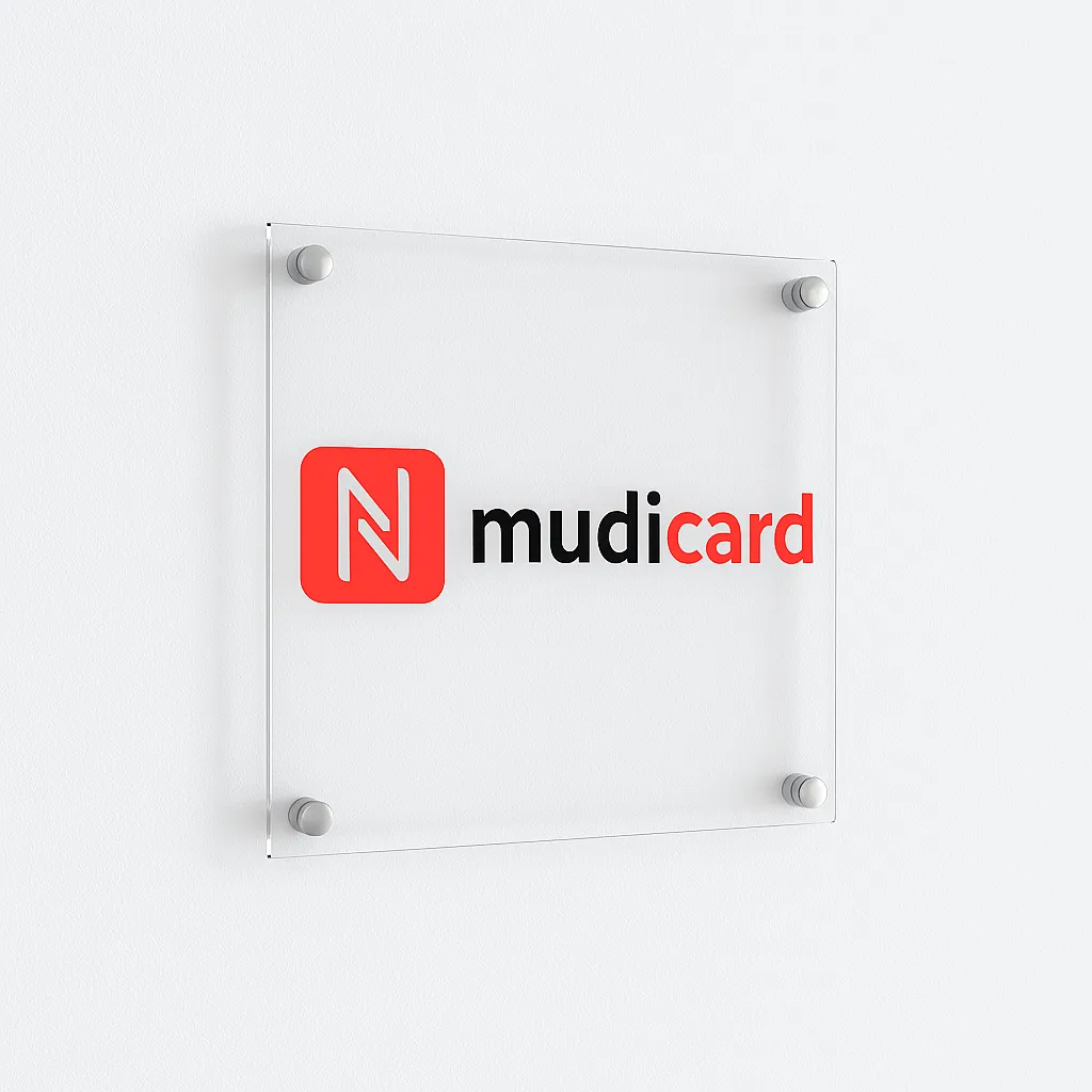 Ofis Tabelası Şeffaf Logo Baskılı Kapı İsimliği