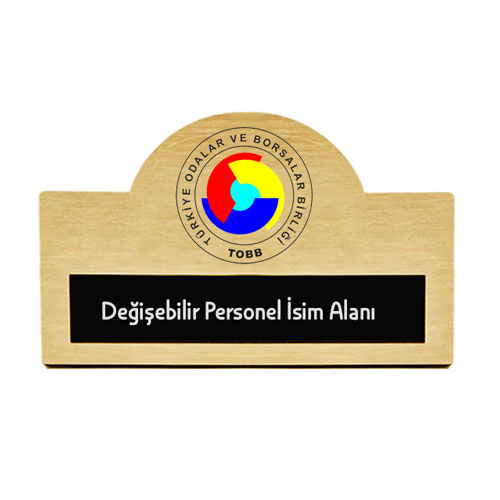 Logo Baskılı Oval Metal Yaka İsimliği