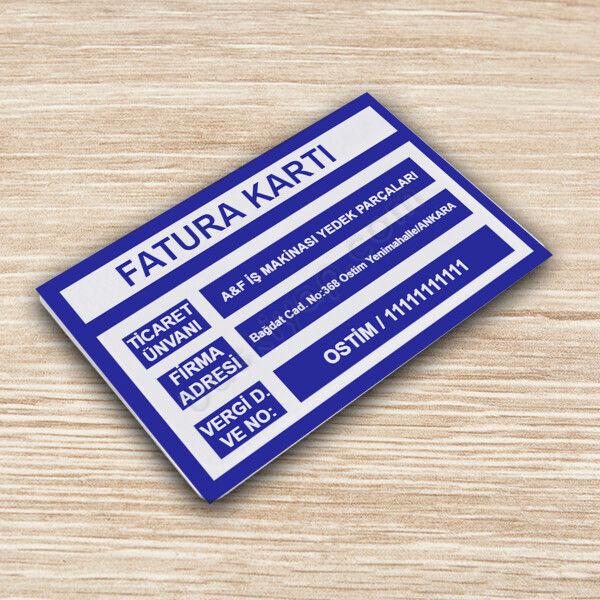 Plastik Fatura Kartı