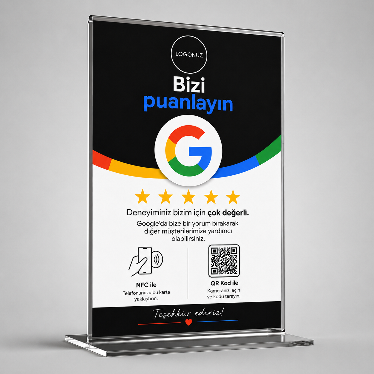 Google Yorum Standı QR Kodlu Müşteri Memnuniyet Standı