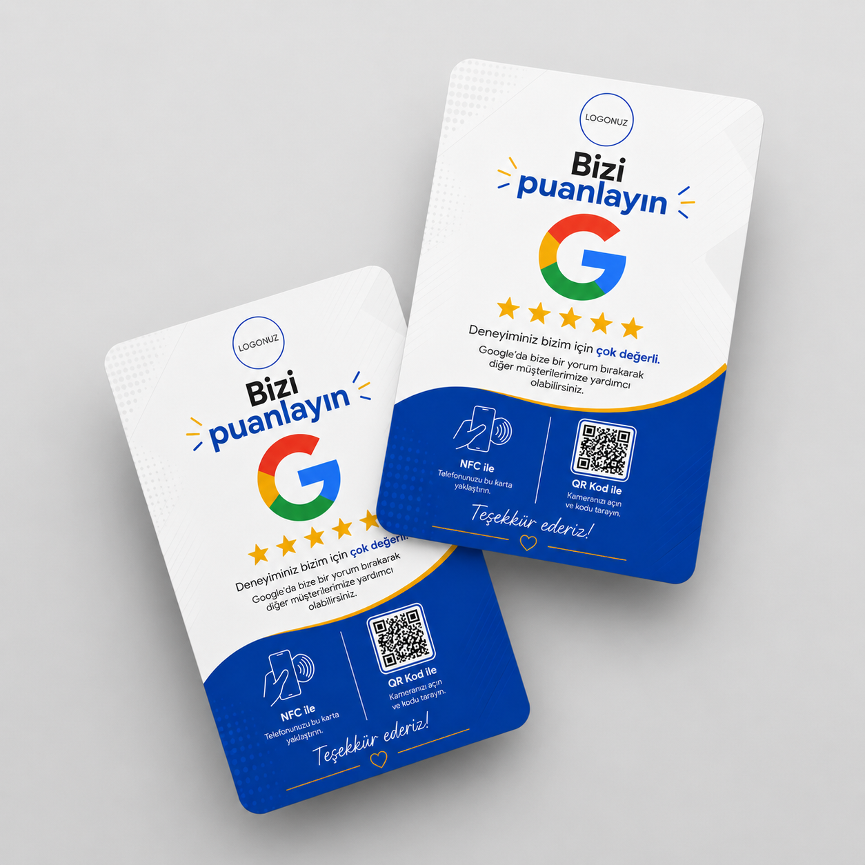 NFC Google Yorum Kartı QR Kodlu İşletme Değerlendirme Kartı