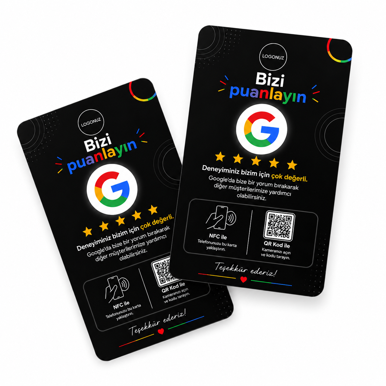 Kişiye Özel NFC Google Yorum Kartı Temassız Değerlendirme Kartı
